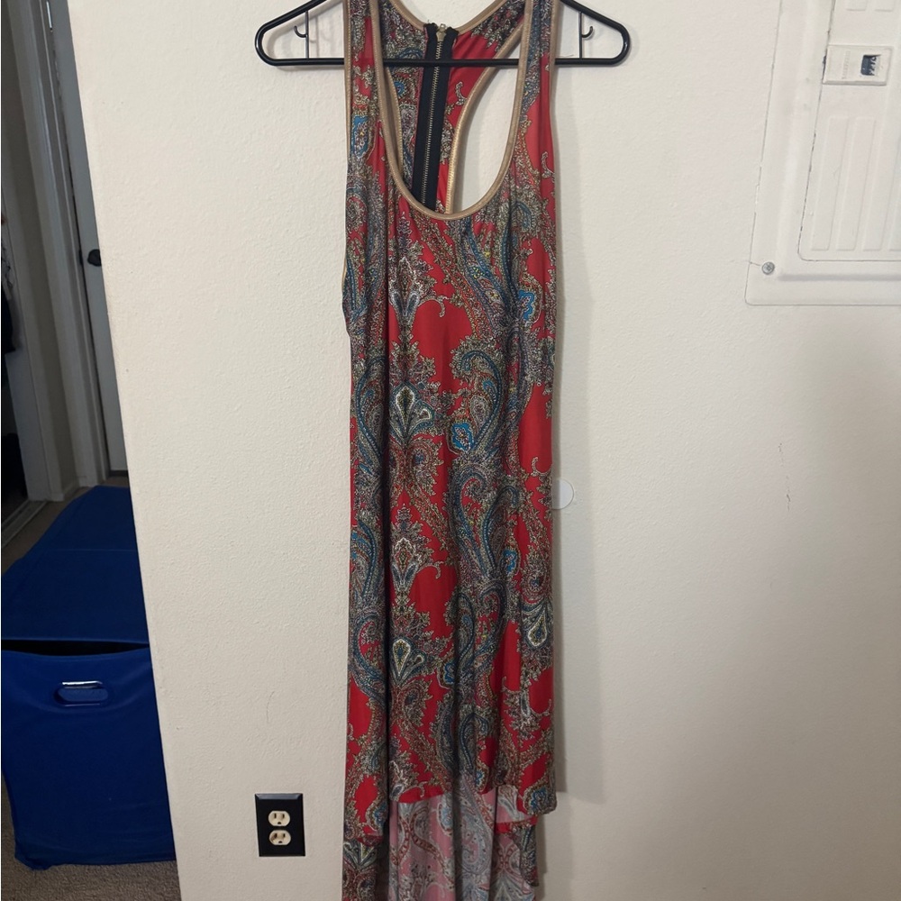 Dots Red Paisley High Low Dress